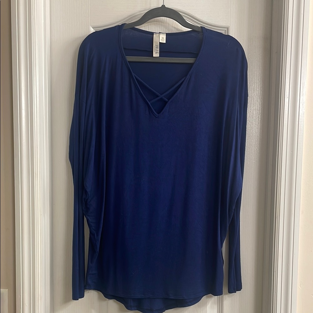 Jolie Blue Relaxed Long Sleeve Blouse